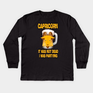 Funny Beer T-shirt Capricorn Sign Kids Long Sleeve T-Shirt